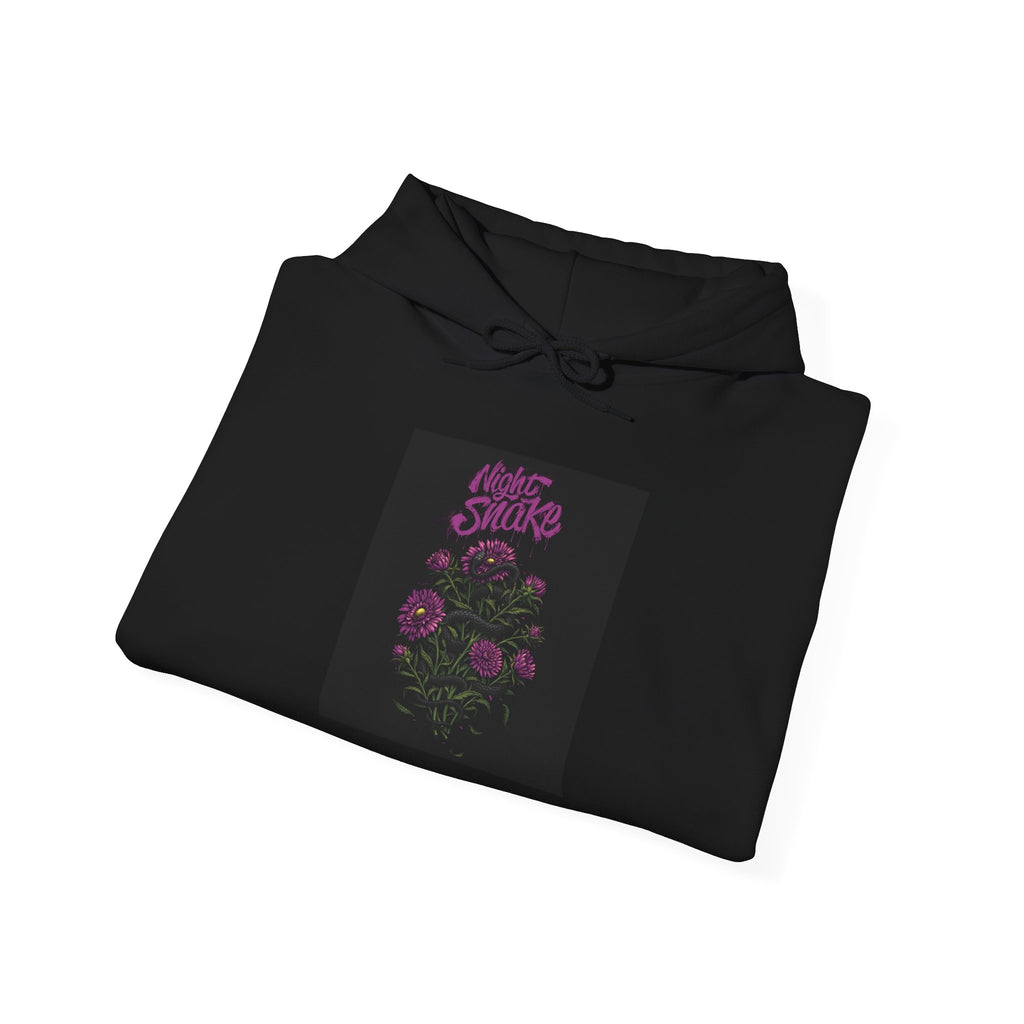 Floral Snake Hoodie — Dark Rose Garden Graphic Sweatshirt