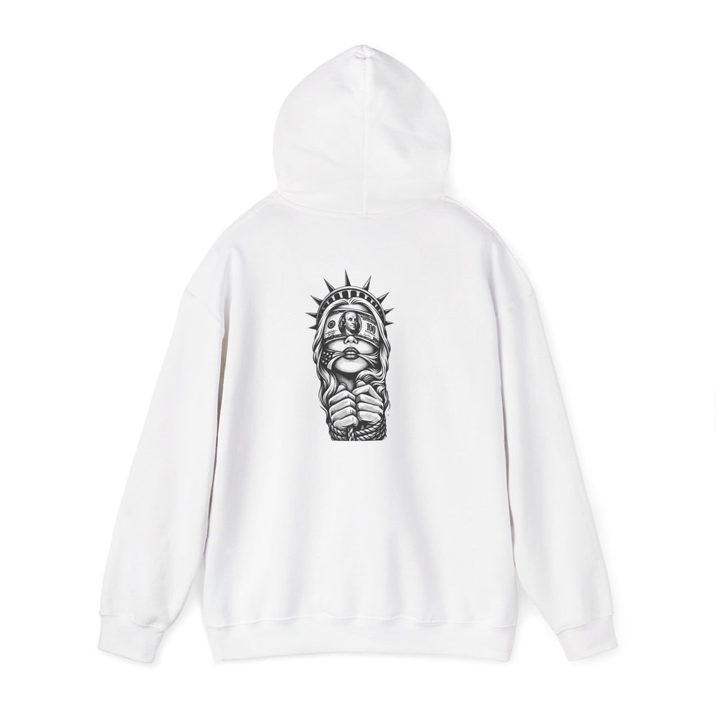 Statue of Liberty Prayer Hands Hoodie — Gothic Liberty Graphic Sweatshirt