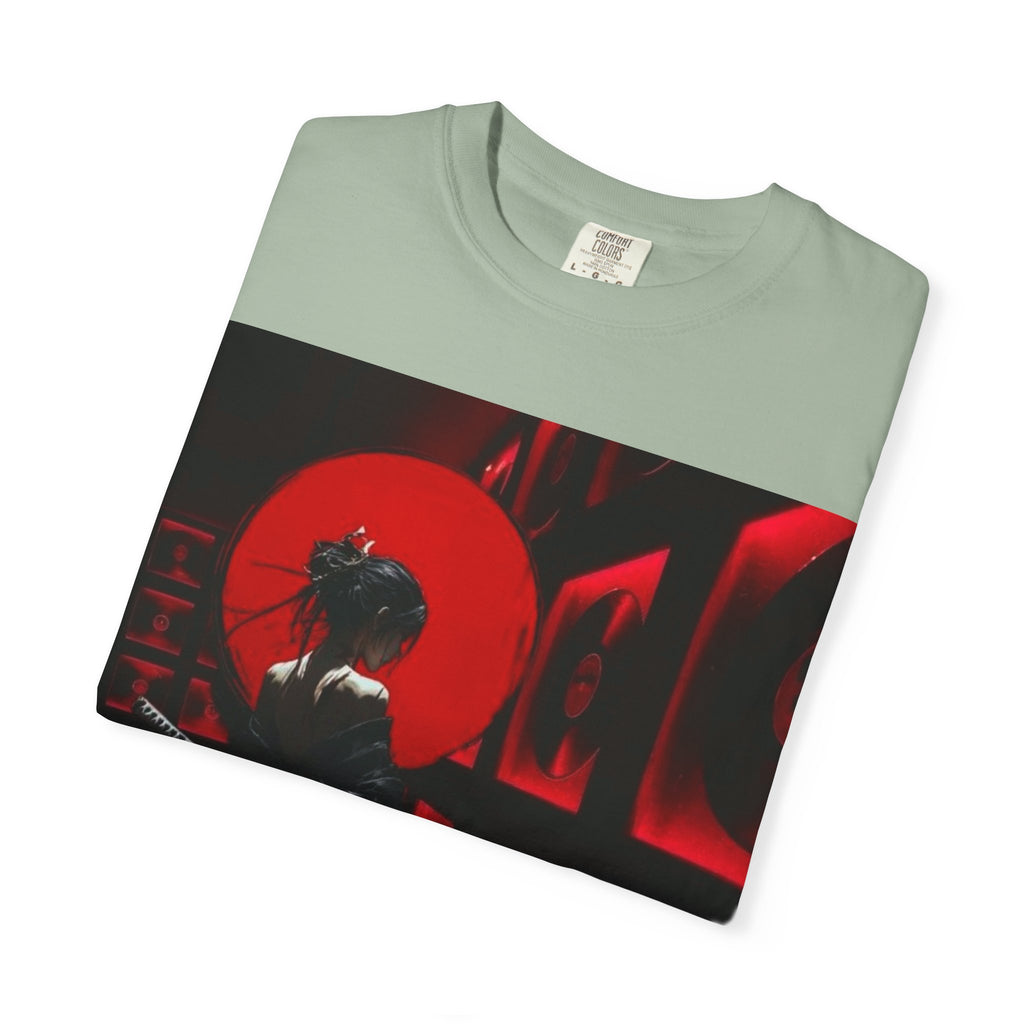 Red Moon Samurai T-Shirt — Dramatic Anime Art Tee with 'LEGACIESS' Back Logo
