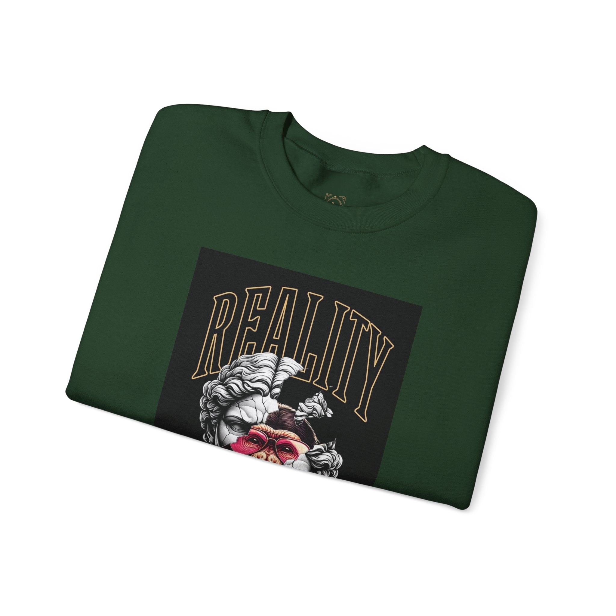 Crewneck Sweatshirt — "Reality Hides Behind The Mask" Graphic Pullover