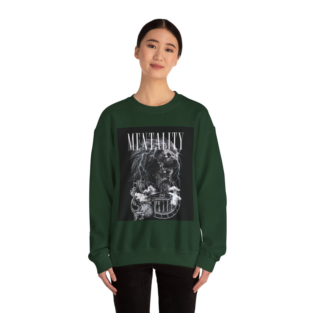 Crewneck Sweatshirt — 'MENTALITY' Lion Graphic | LEGACiESS Back Logo