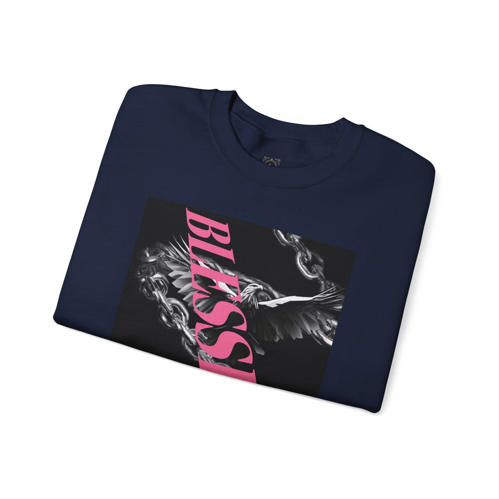 Blessed Crewneck Sweatshirt — Pink Script Floral Graphic