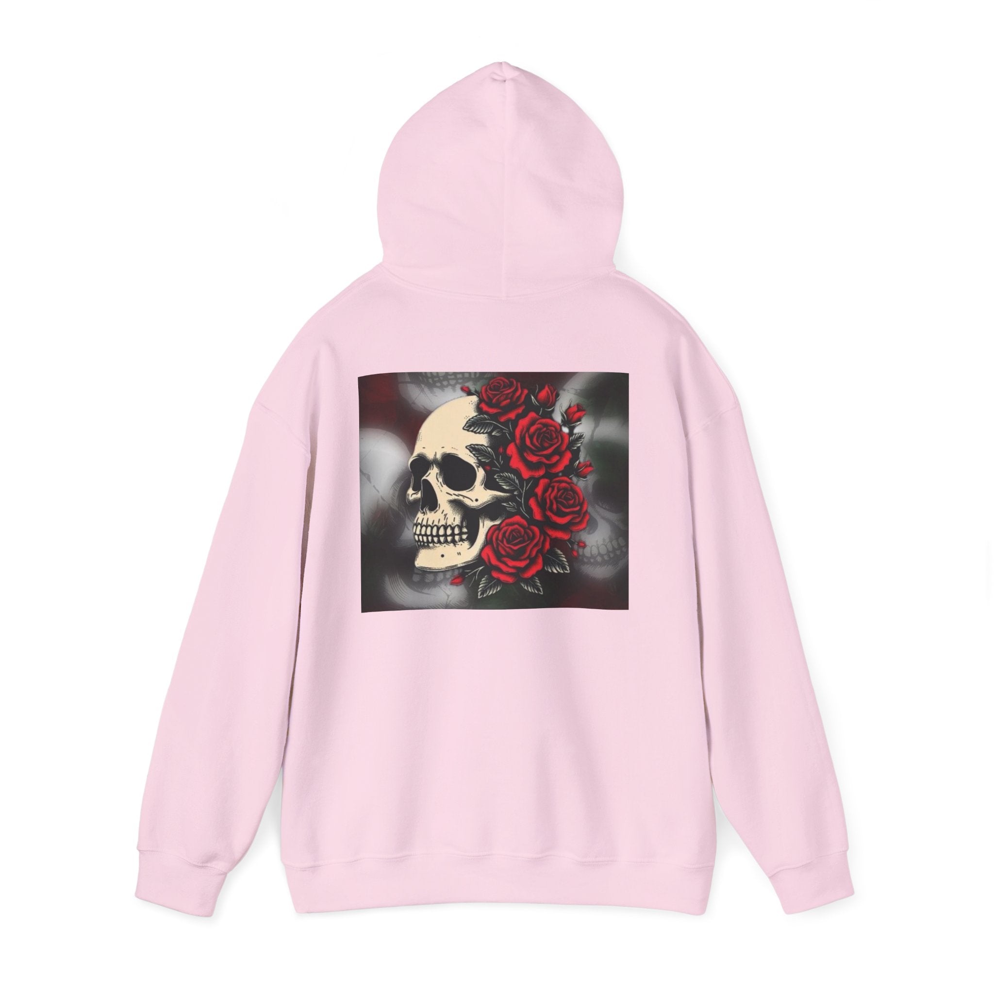 Skull with Red Roses Hoodie — Gothic Floral Skull Sweatshirt