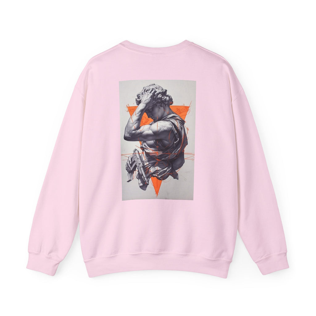 Statue Graphic Sweatshirt — Vintage Sculpture with Orange Triangle
