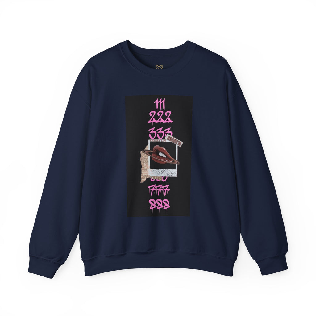 Crewneck Sweatshirt — Vintage Phone Collage with Pink Numbers & 'LEGACIESS' Back Logo