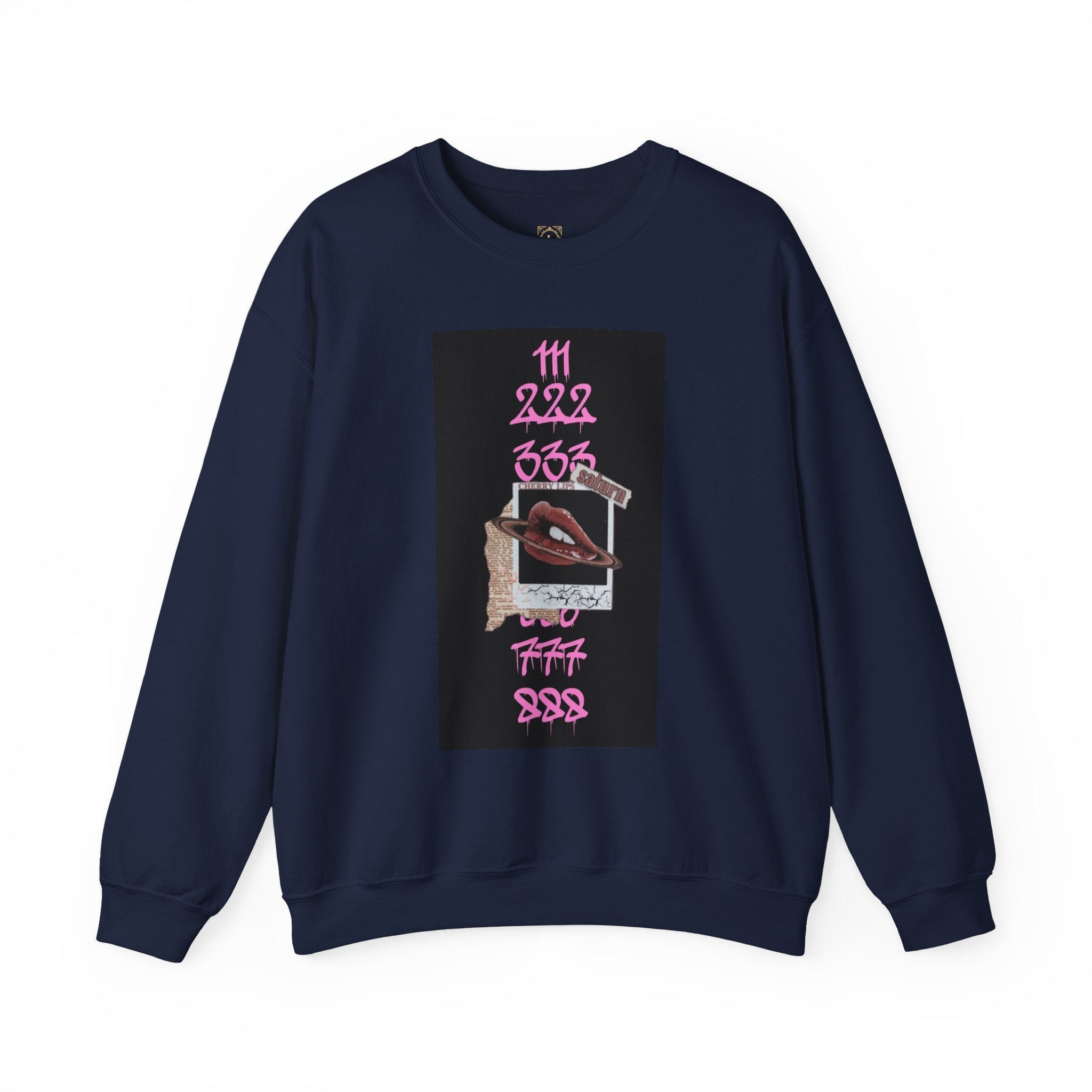 Crewneck Sweatshirt — Vintage Phone Collage with Pink Numbers & 'LEGACIESS' Back Logo