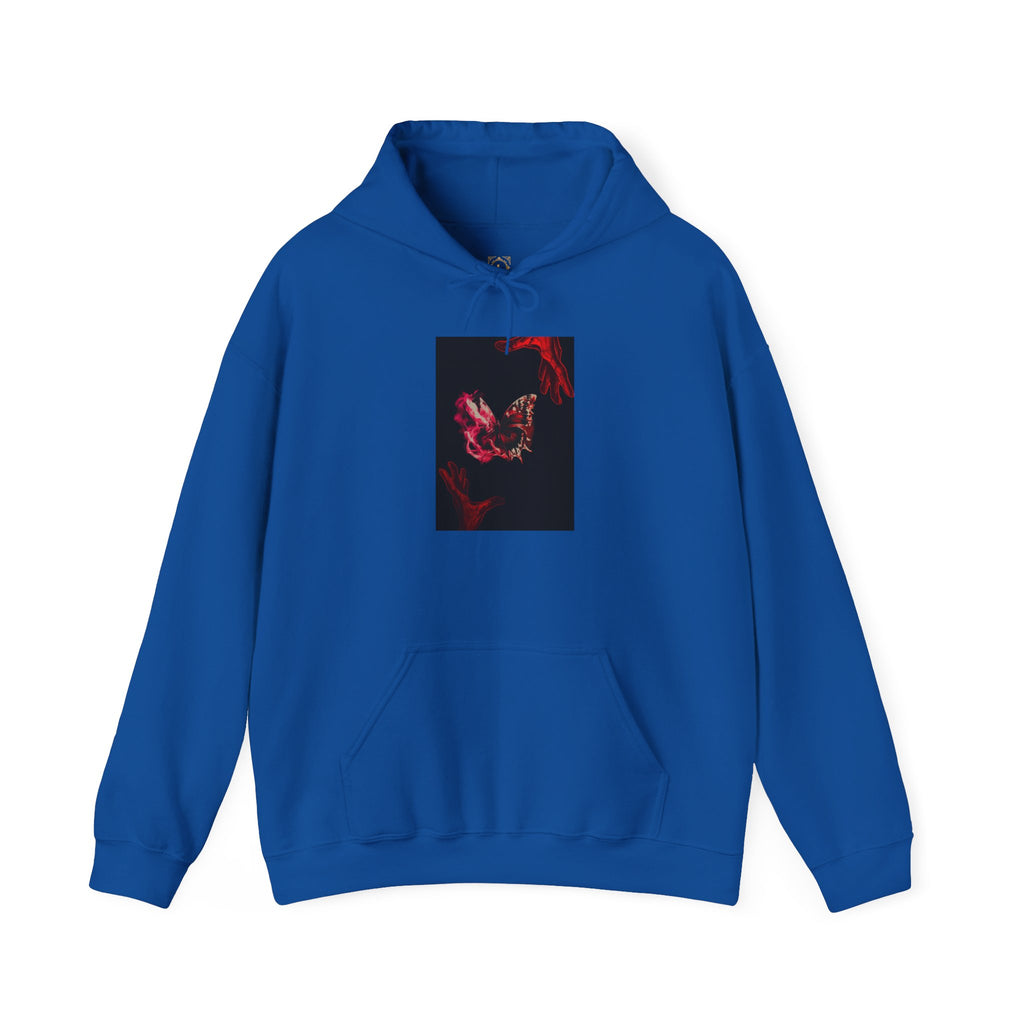 Floral Smoke Hoodie — Dark Red Rose Graphic Hooded Sweatshirt