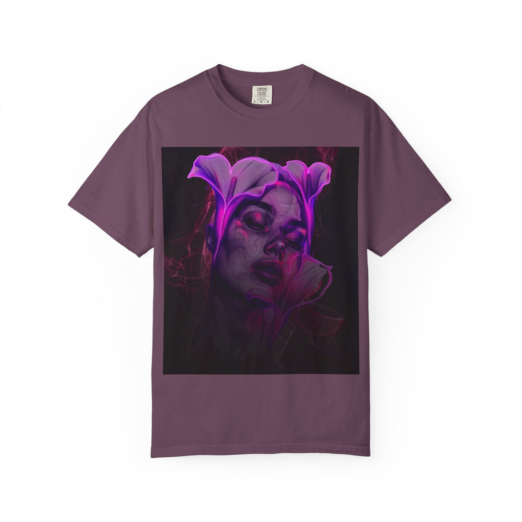 Mystic Purple Portrait T‑Shirt — Legaciess Logo Back
