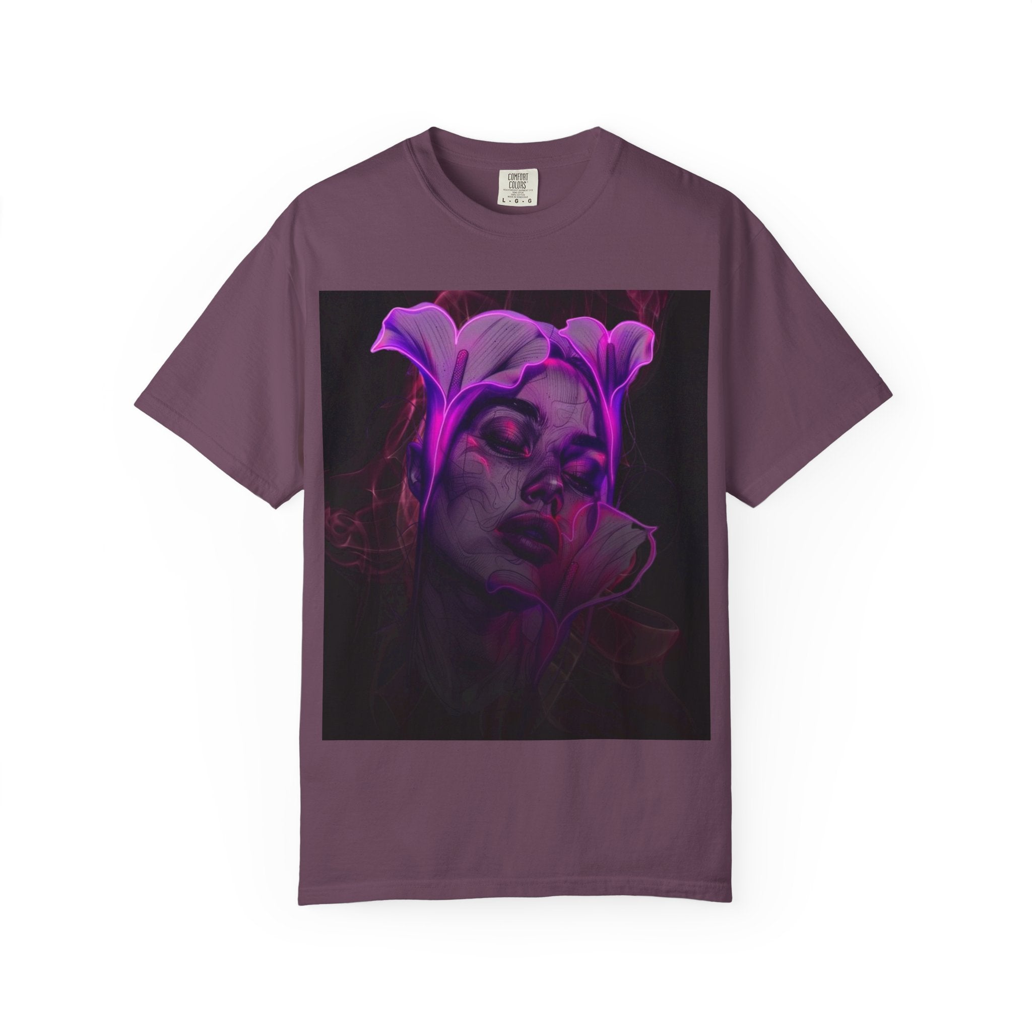 Mystic Purple Portrait T‑Shirt — Legaciess Logo Back