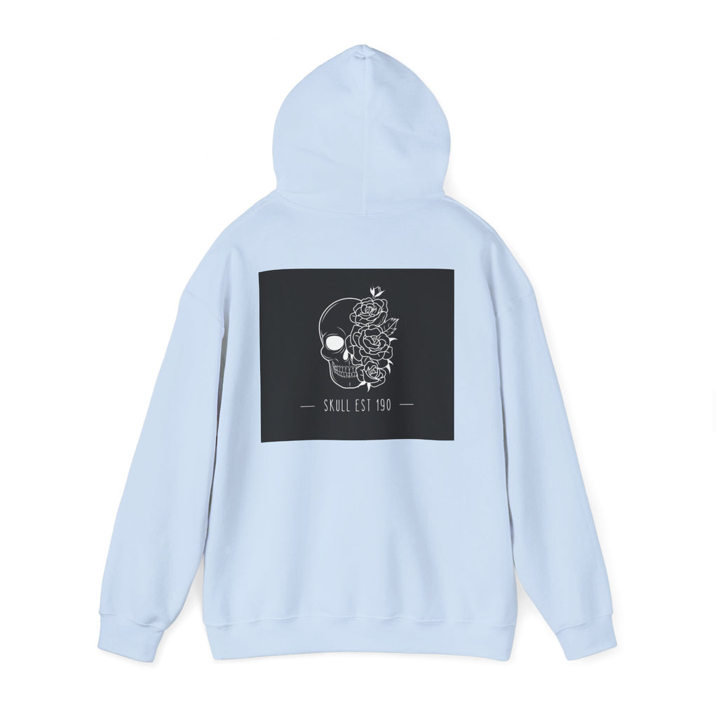Skull & Roses Hoodie — 'Skull Est 199' Gothic Graphic Pullover