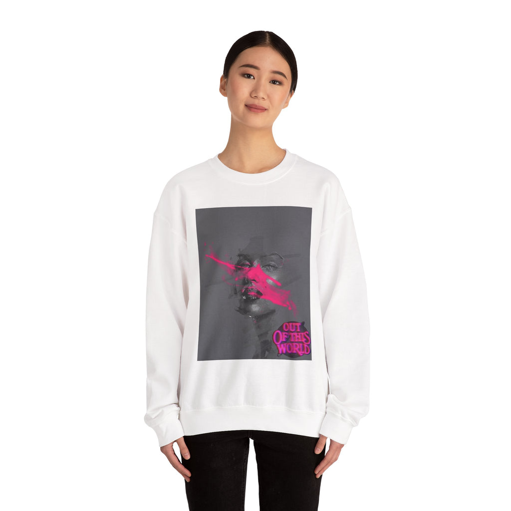 Graphic Sweatshirt — 'Out of This World' Neon Portrait Crewneck