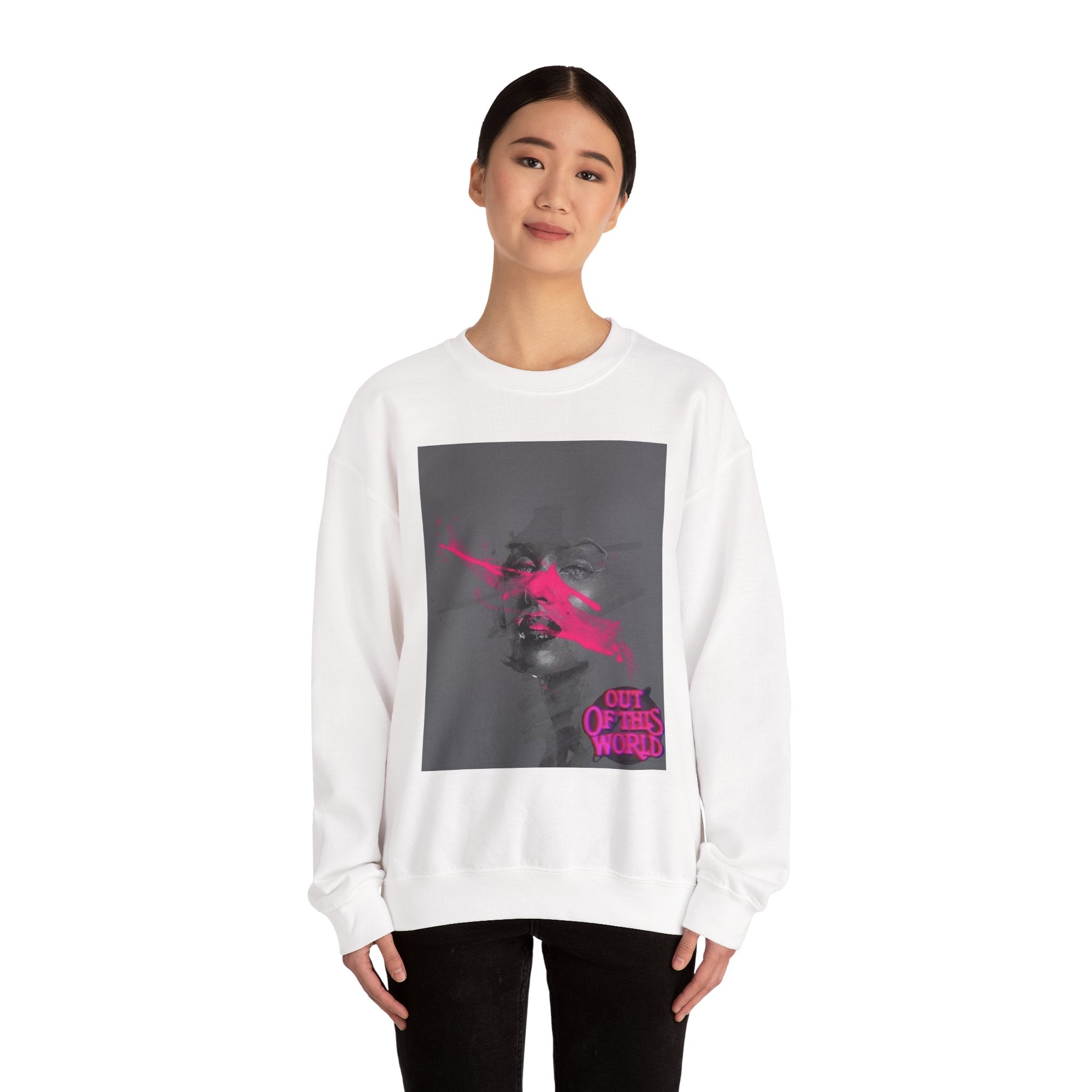 Graphic Sweatshirt — 'Out of This World' Neon Portrait Crewneck