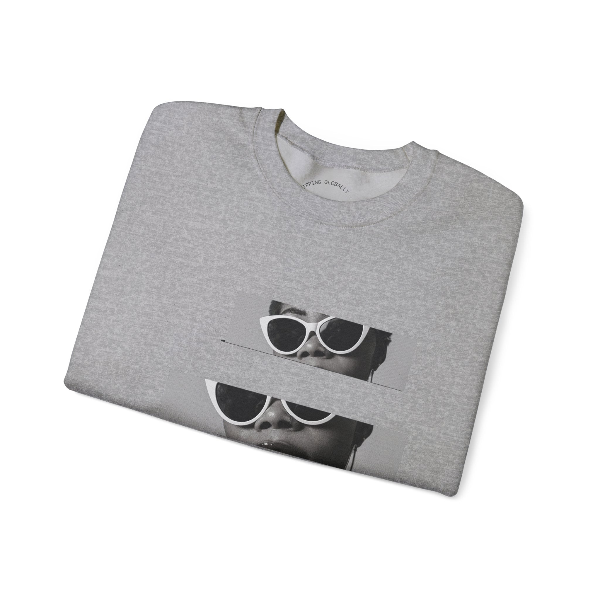 Sweat-shirt à col rond à motif lunettes de soleil rétro fragmentées 