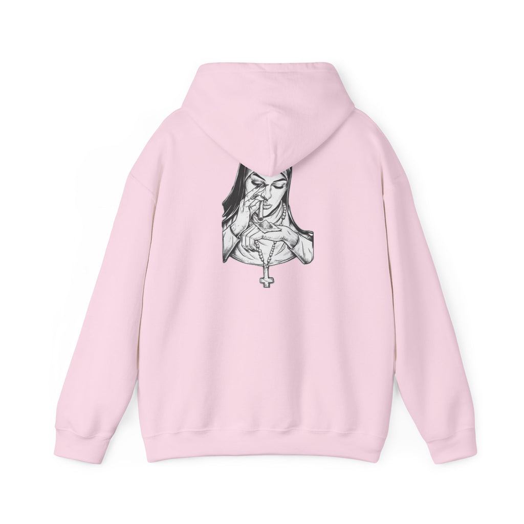 Praying Nun Graphic Hoodie – Gothic Religious Illustration Sweatshirt