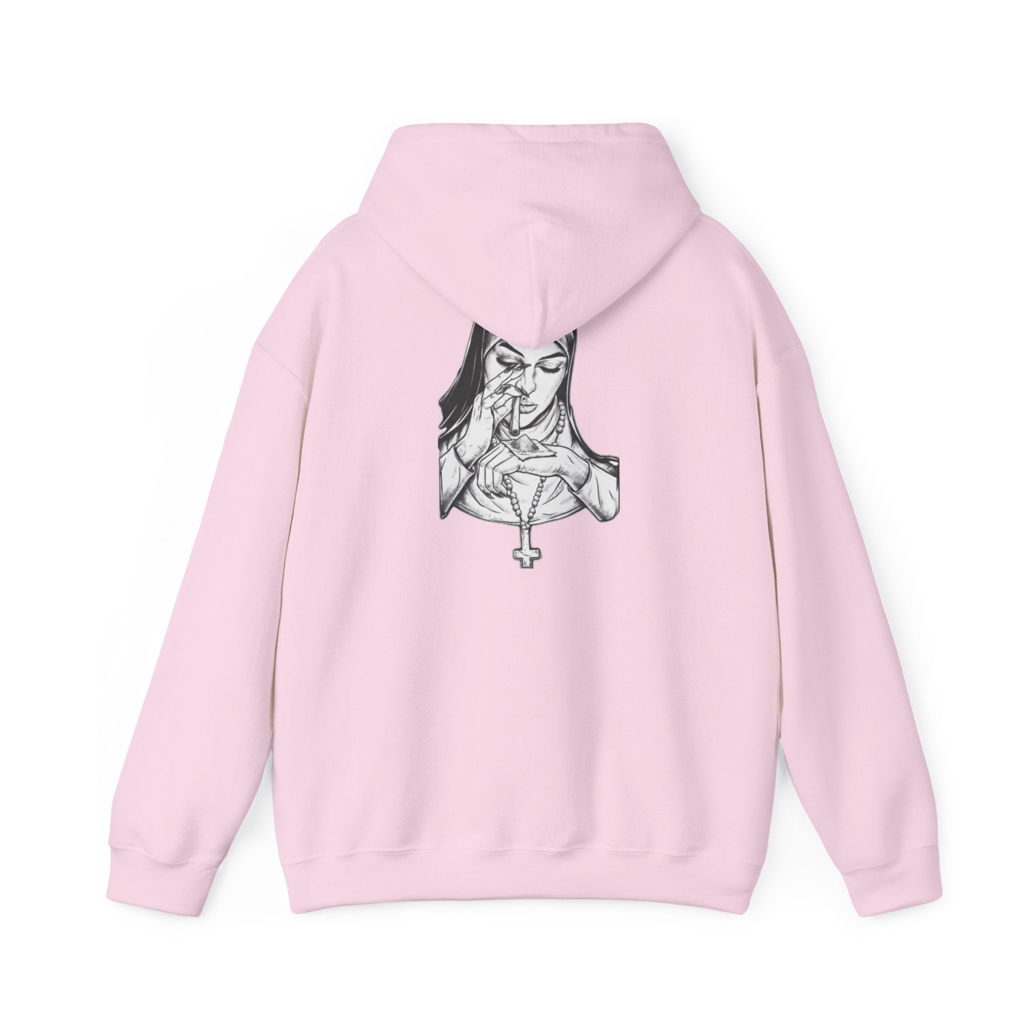 Praying Nun Graphic Hoodie – Gothic Religious Illustration Sweatshirt