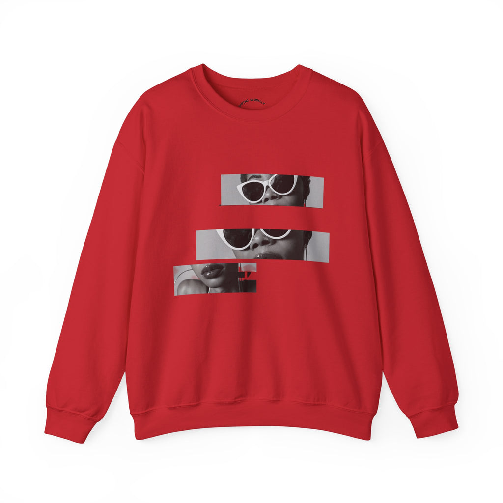 Sweat-shirt à col rond à motif lunettes de soleil rétro fragmentées 