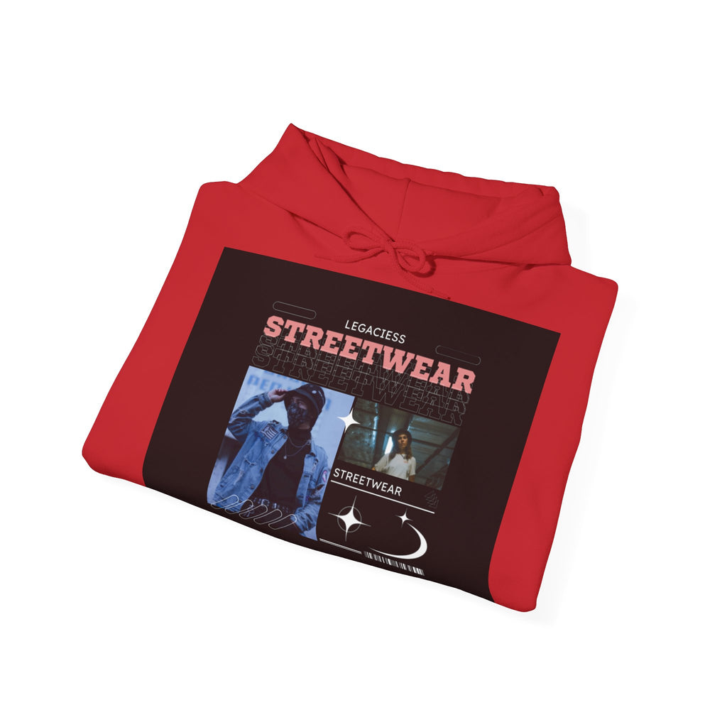 Streetwear Collage Hoodie — Retro Urban Graphic Sweatshirt