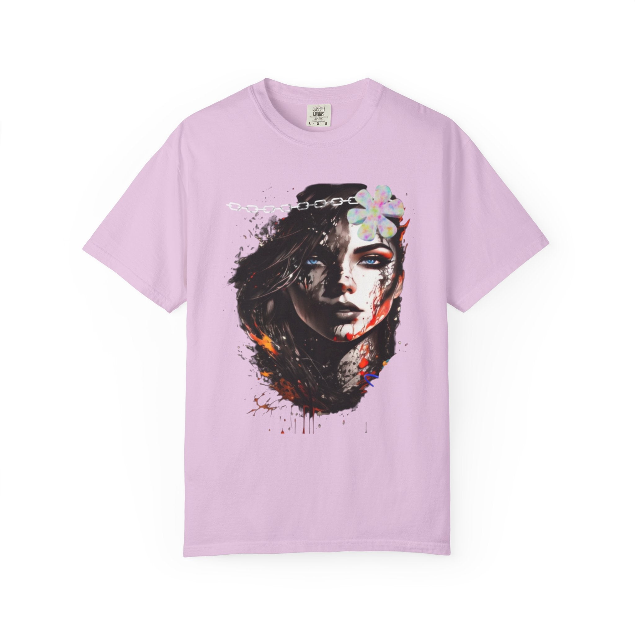 Artistic Femme Portrait T-Shirt — Watercolor Floral Face Graphic Tee