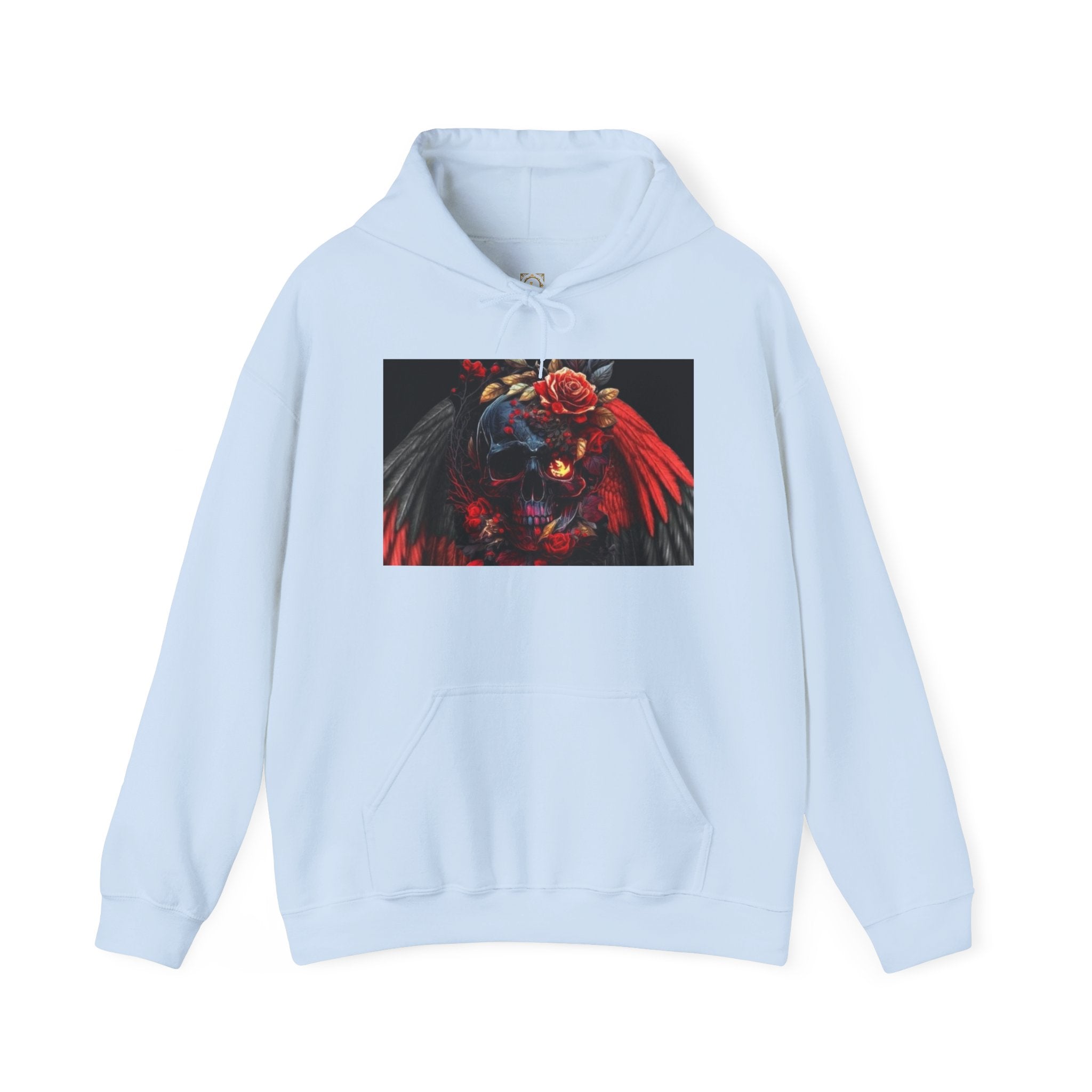 Skull Rose Wings Hoodie — Gothic Floral Skull Pullover