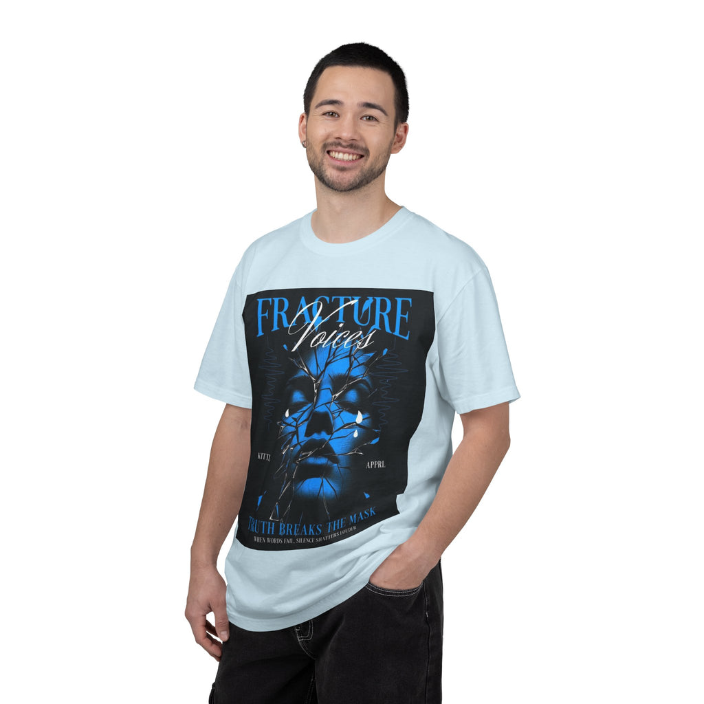 Graphic T-Shirt — "Fracture Voices" Blue Face Design (Back "Legaciess" Logo)