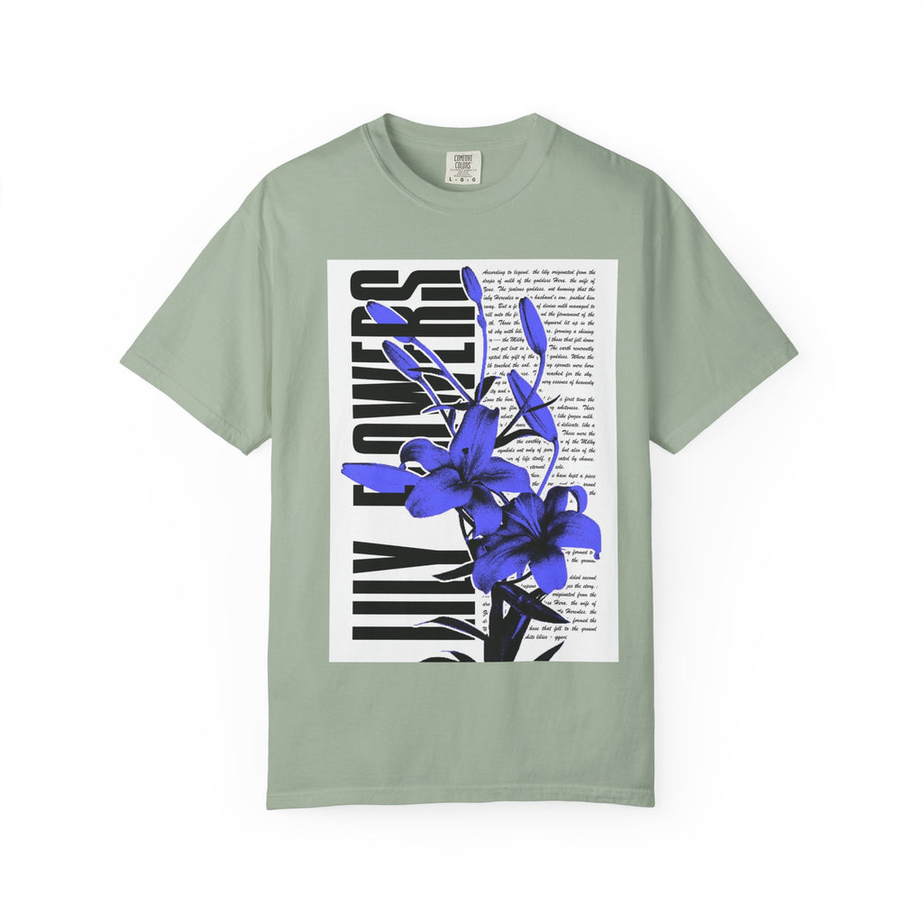 Floral Legacy Graphic T-Shirt — Bold Blue Orchid Design