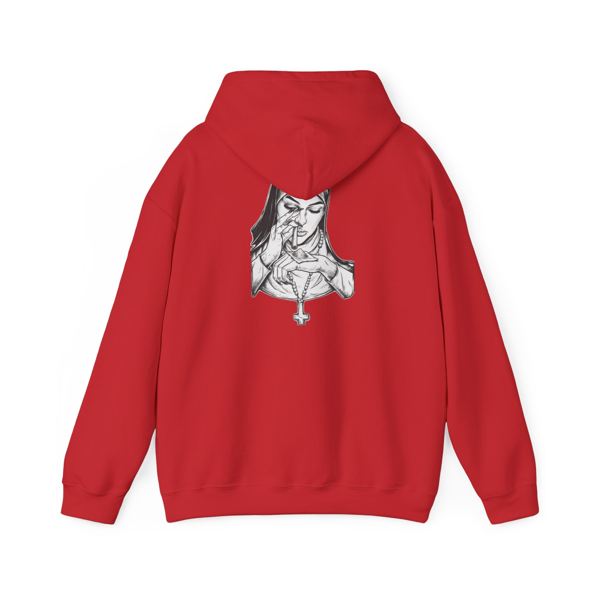 Praying Nun Graphic Hoodie – Gothic Religious Illustration Sweatshirt