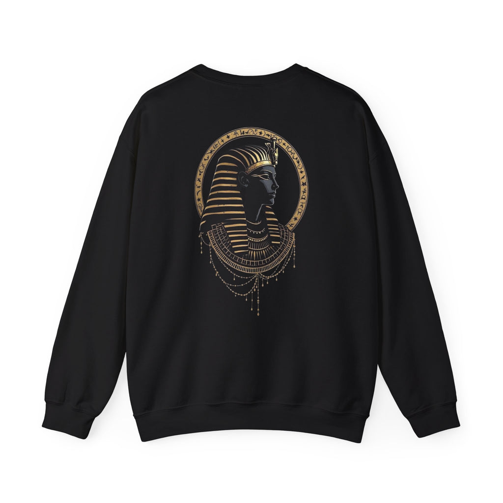 Egyptian Pharaoh Crewneck Sweatshirt — Gold & Black Tutankhamun Profile