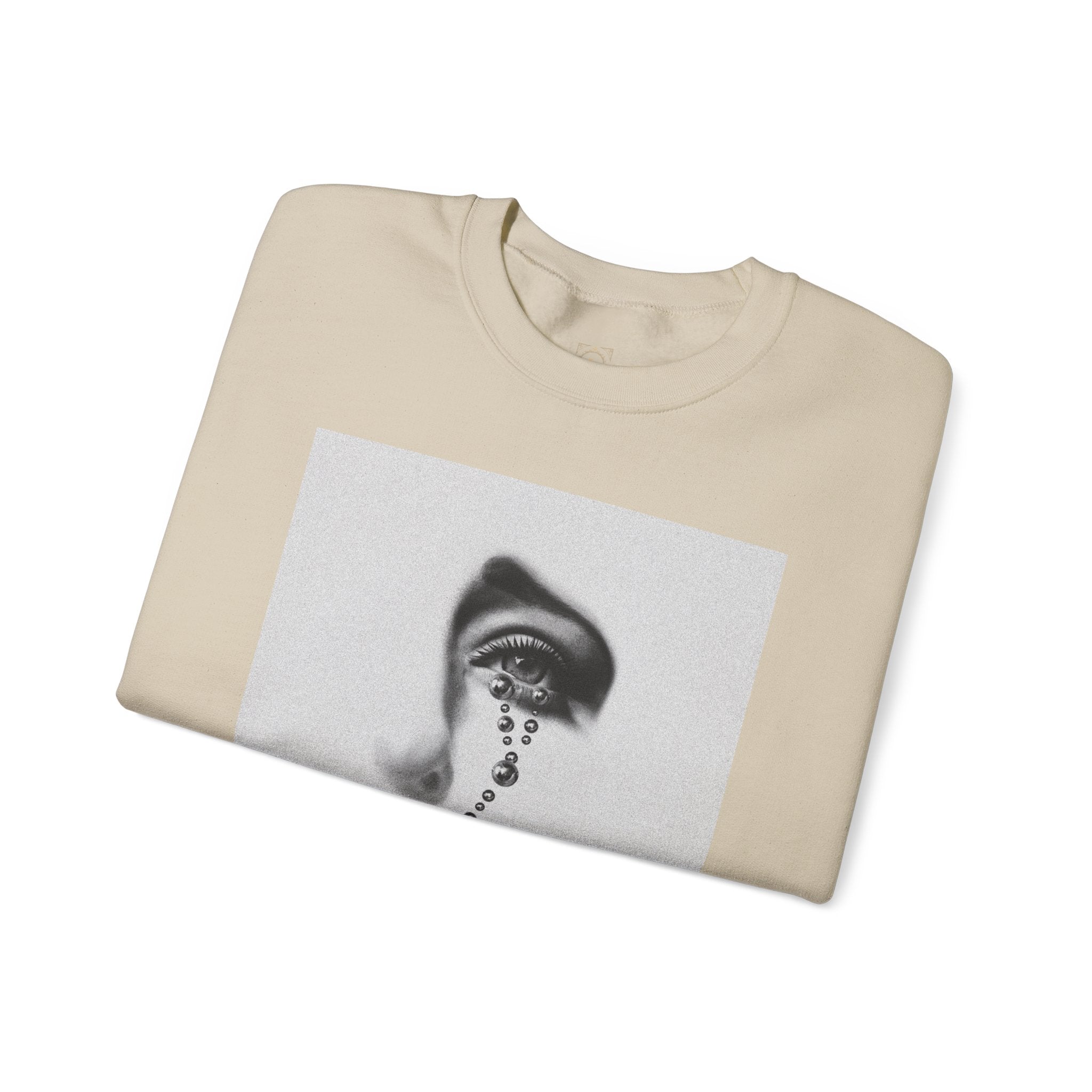 Rosary Tear Crewneck Sweatshirt — Gothic Eye & Cross Graphic