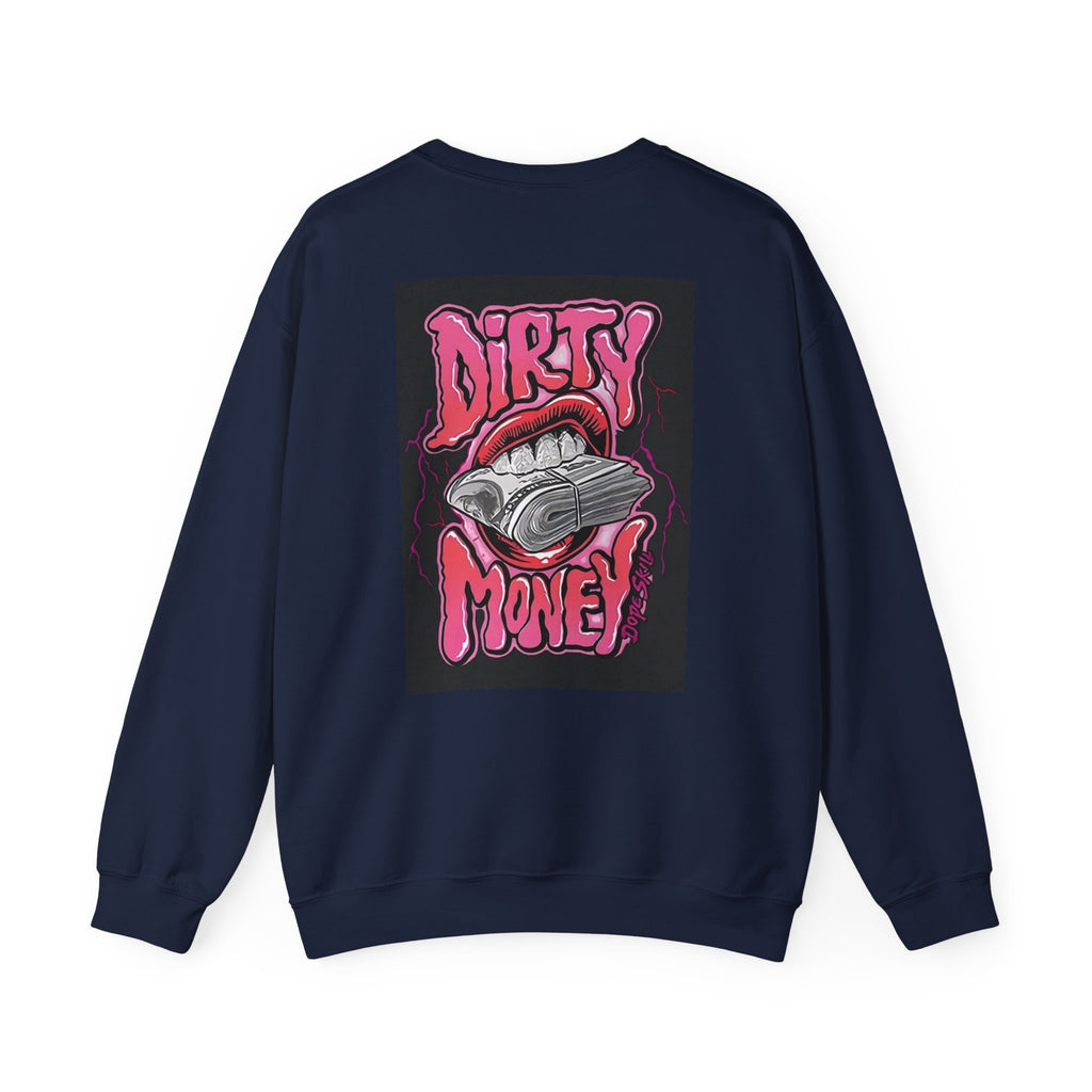 Dirty Money Crewneck Sweatshirt – Retro Graphic Money & Lips Design