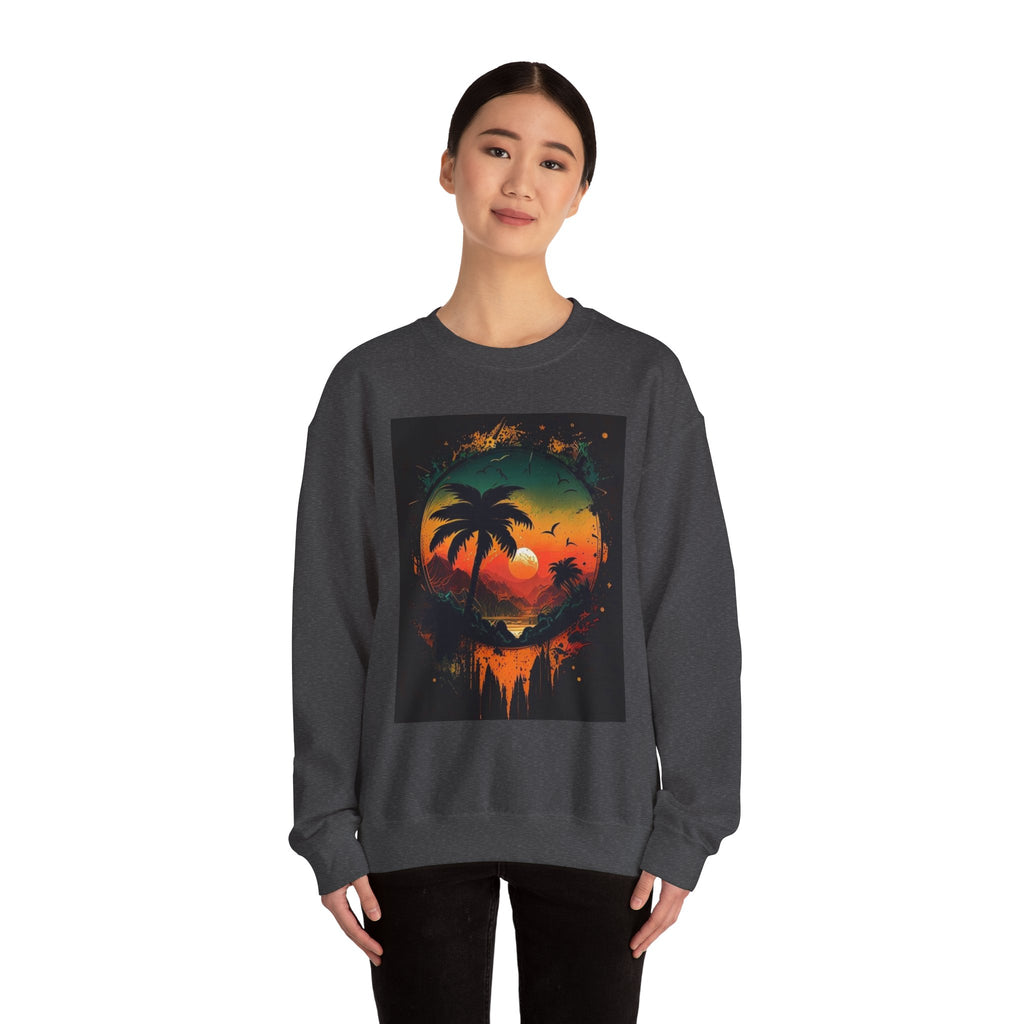 Sunset Island Sweatshirt — Tropical Palm Sunset Crewneck