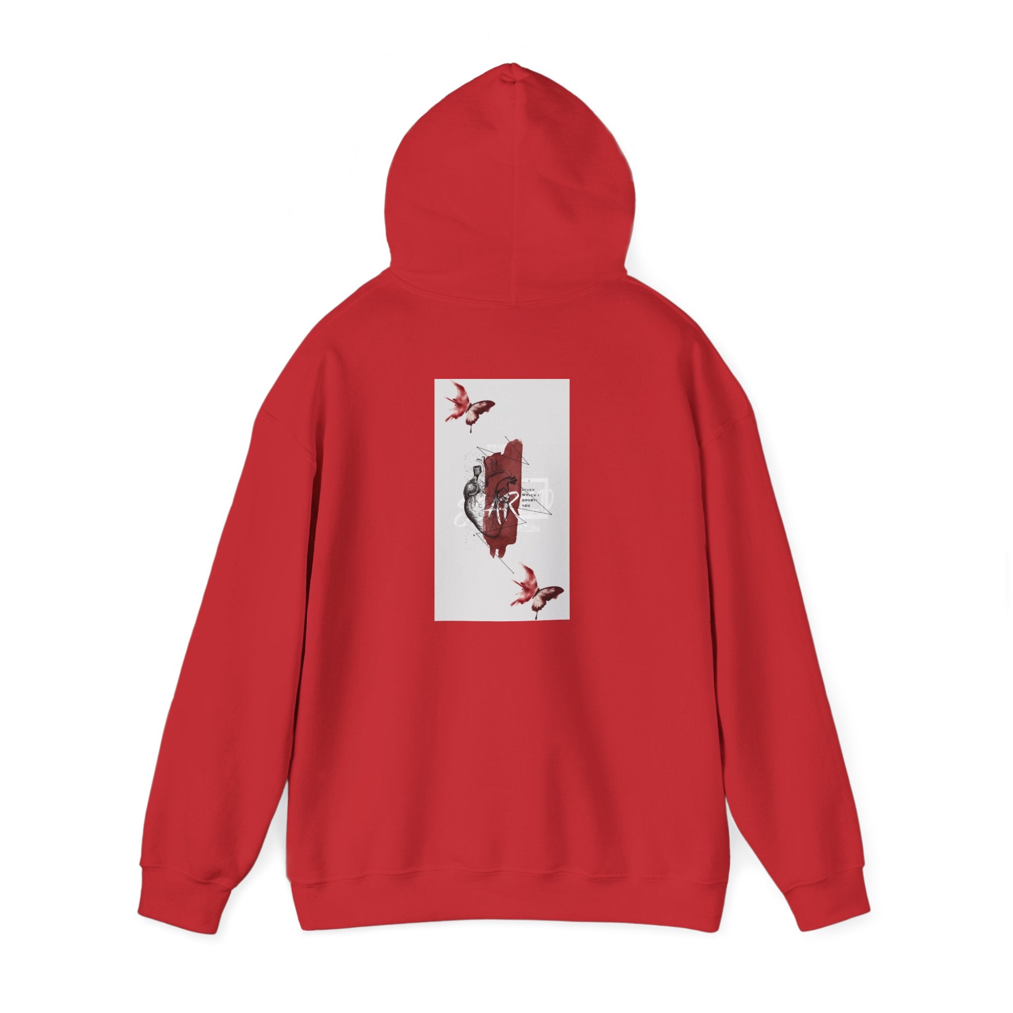 Hoodie — Romantic Red Rose & Butterflies Graphic Hoodie