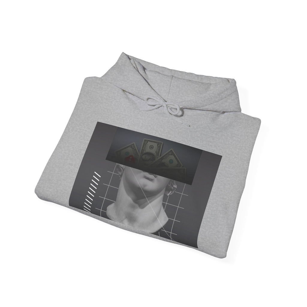 Graphic Hoodie — Black & White Glitch Portrait Hoodie