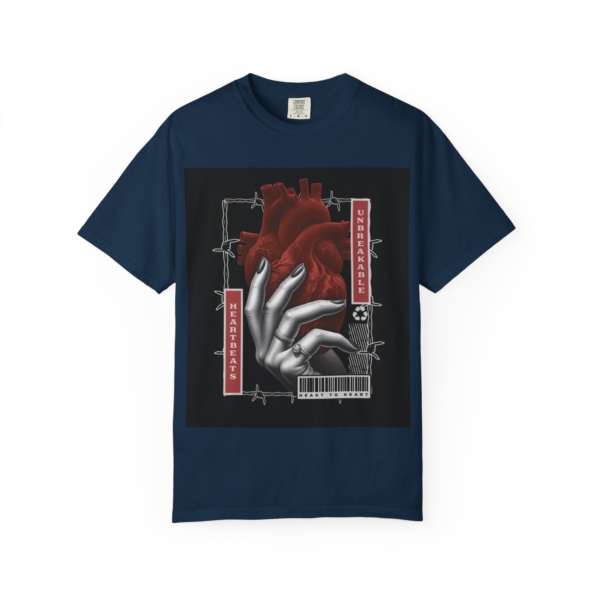 Graphic Heart & Hand T‑Shirt — 'Heartbeat' Gothic Streetwear Tee