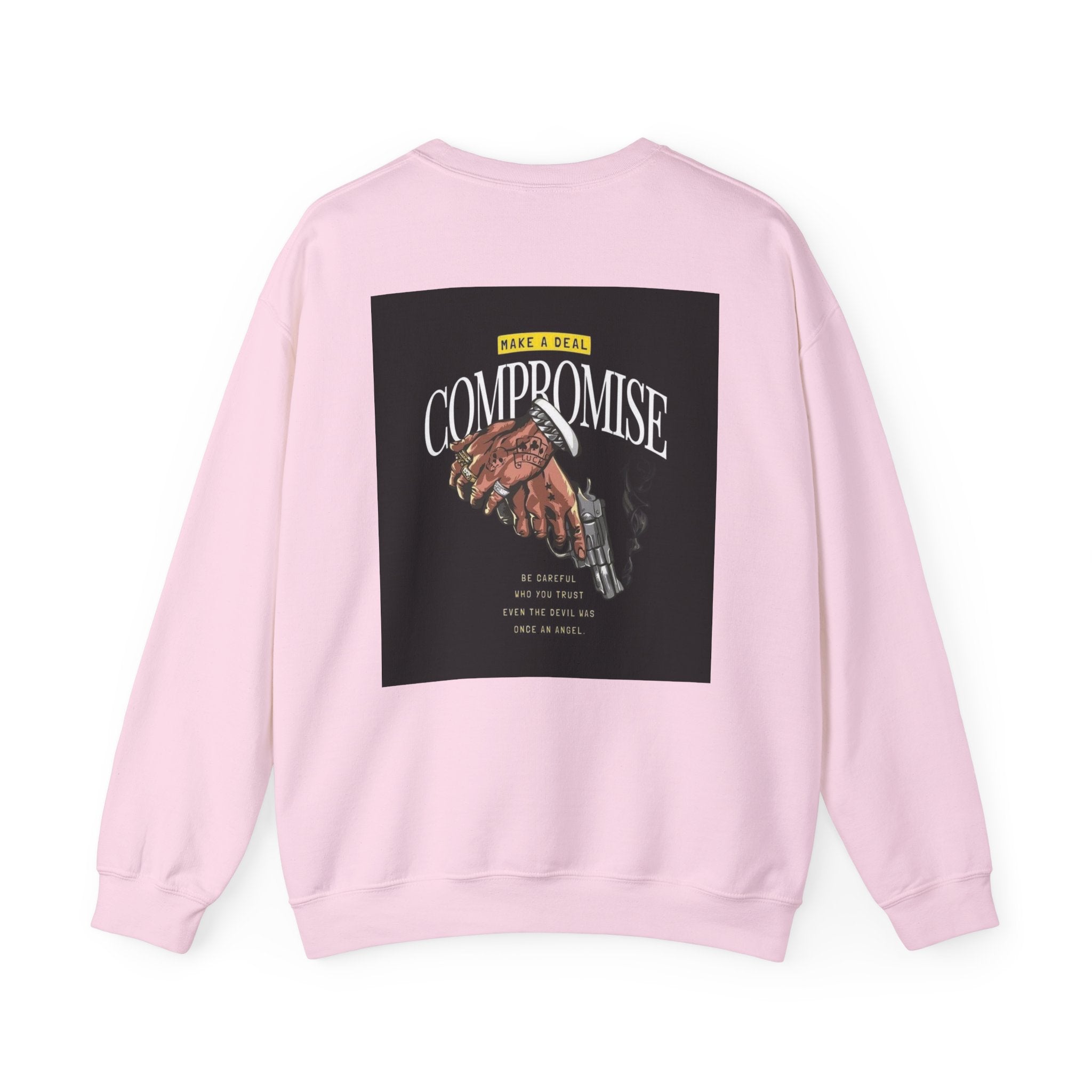 Compromise Graphic Sweatshirt — Vintage Handshake & Revolver Design