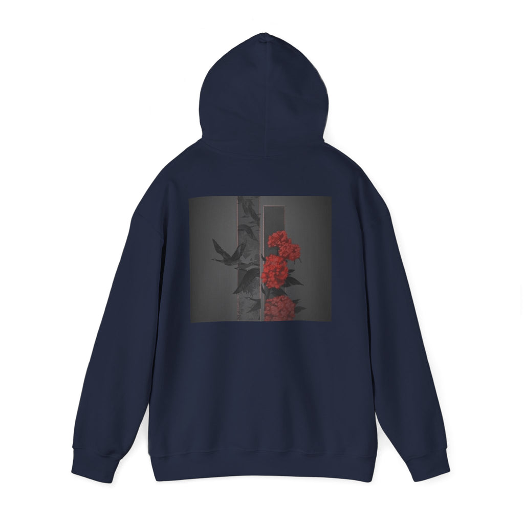 Floral Noir Hoodie — Red Roses on Dark Background