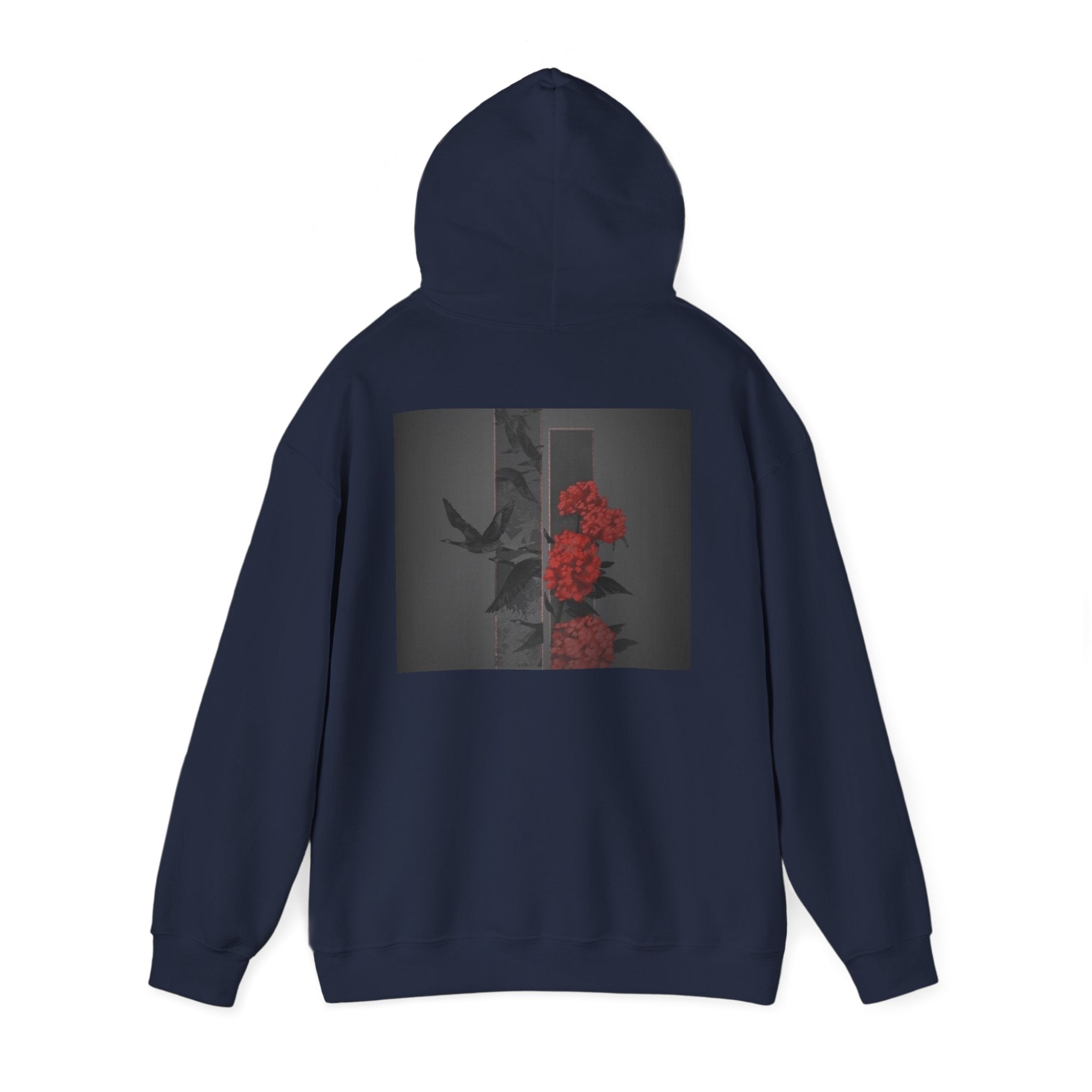Floral Noir Hoodie — Red Roses on Dark Background