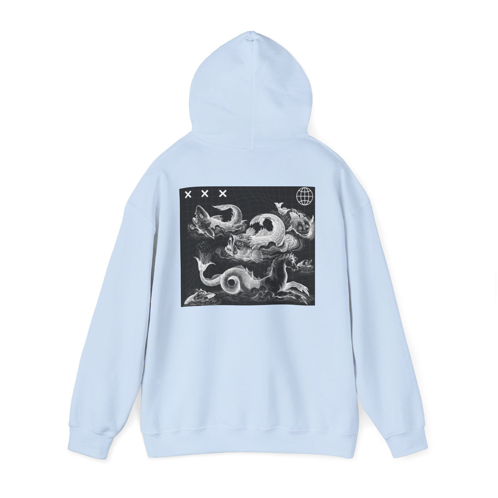 Skull Waves Hoodie — Gothic Nautical Skull Graphic Pullover