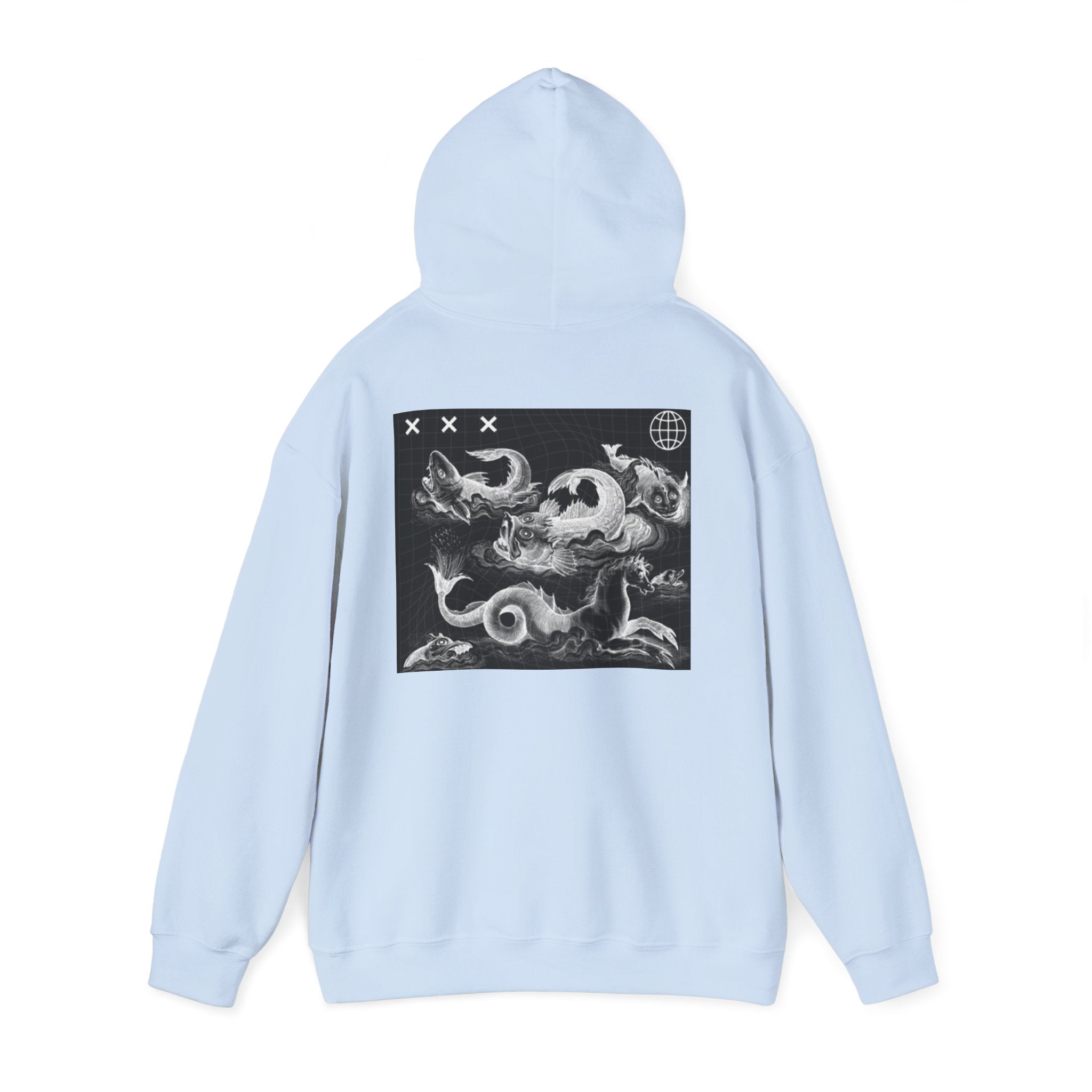 Skull Waves Hoodie — Gothic Nautical Skull Graphic Pullover