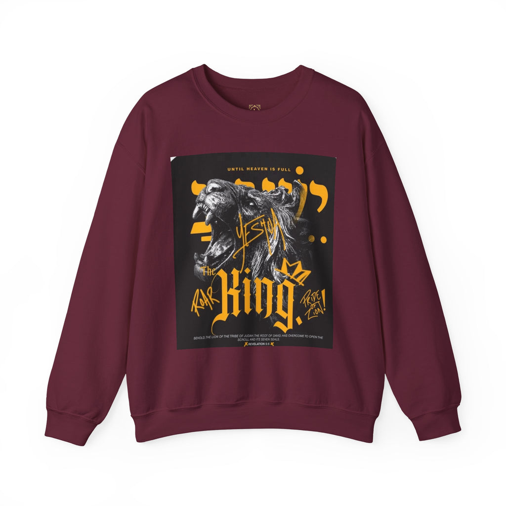 King Lion Crewneck Sweatshirt — 'King' Graphic Pullover for Bold Streetwear