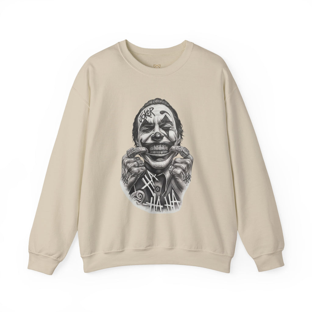 Joker Smile Crewneck Sweatshirt — Grinning Clown Graphic Pullover