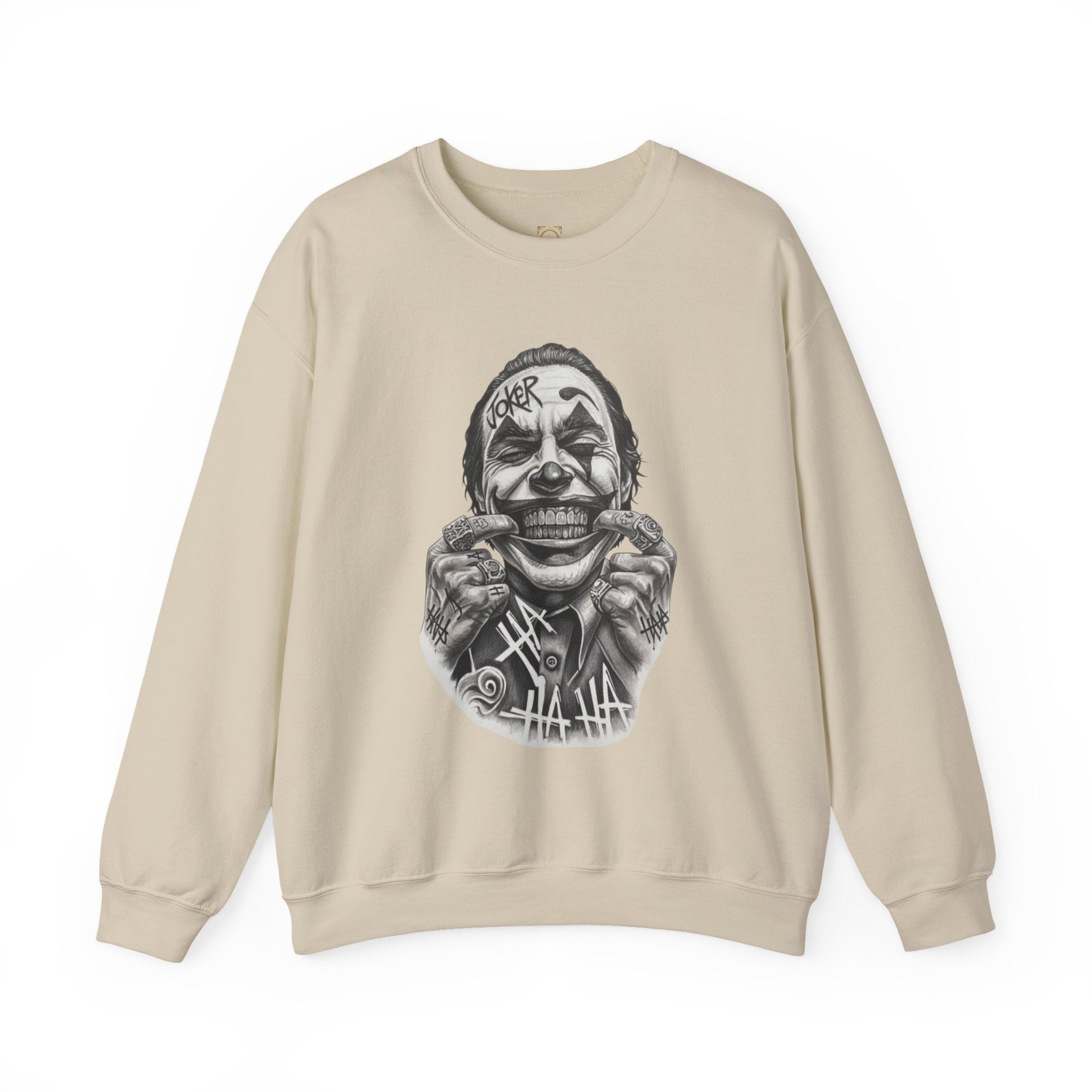 Joker Smile Crewneck Sweatshirt — Grinning Clown Graphic Pullover