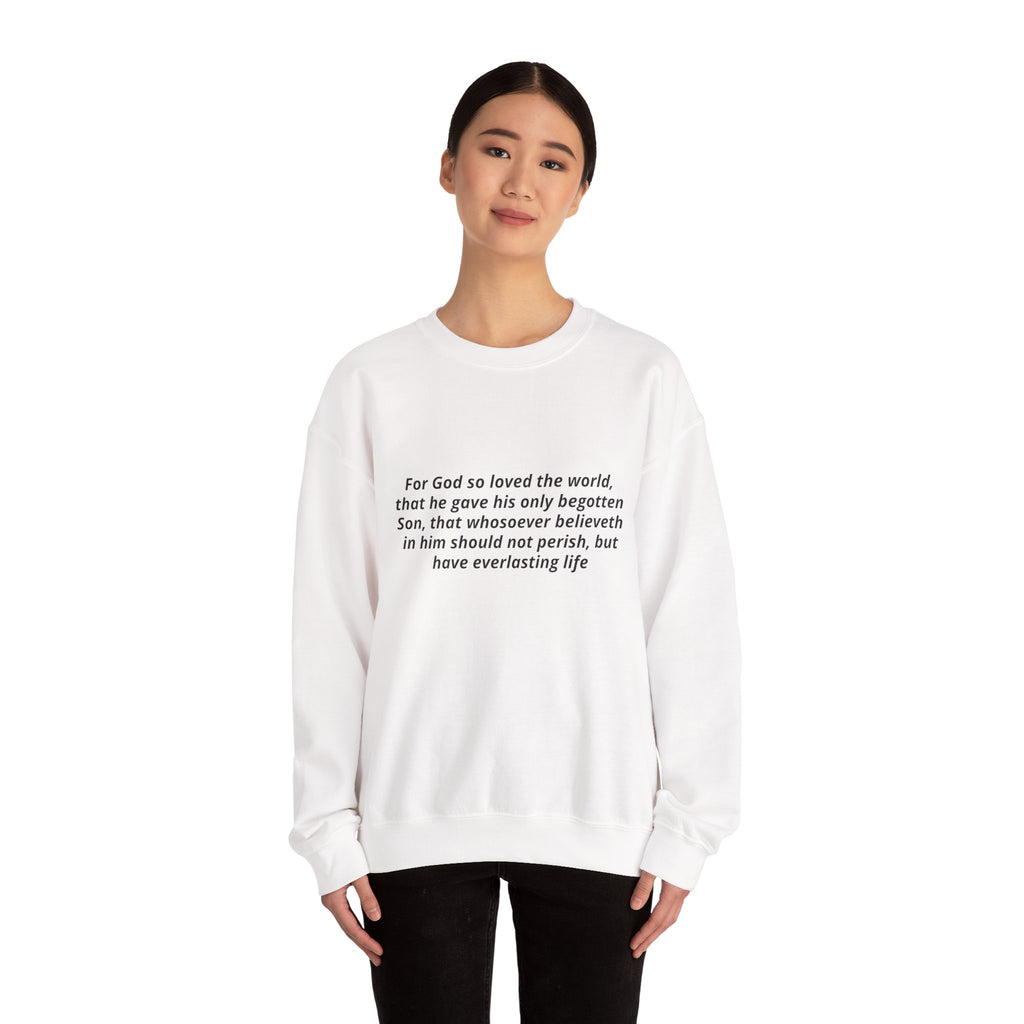 Christian Crewneck Sweatshirt – John 3:16 Scripture Design "Prophecy Child"