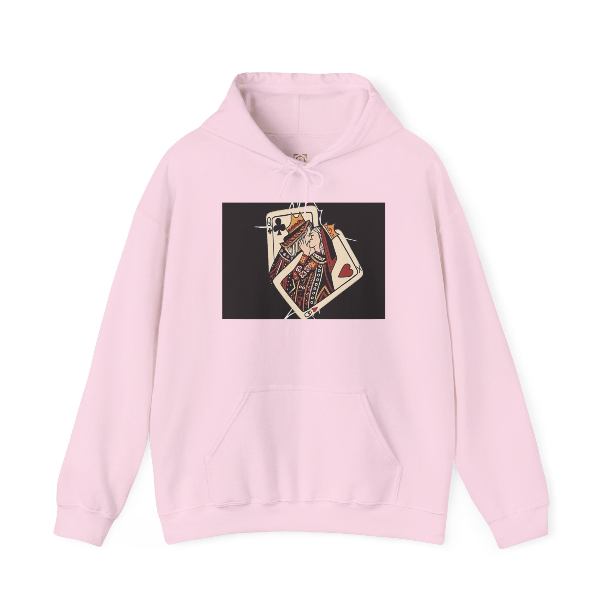 Queen of Hearts Playing Card Hoodie — Vintage Tattoo Style Card Art