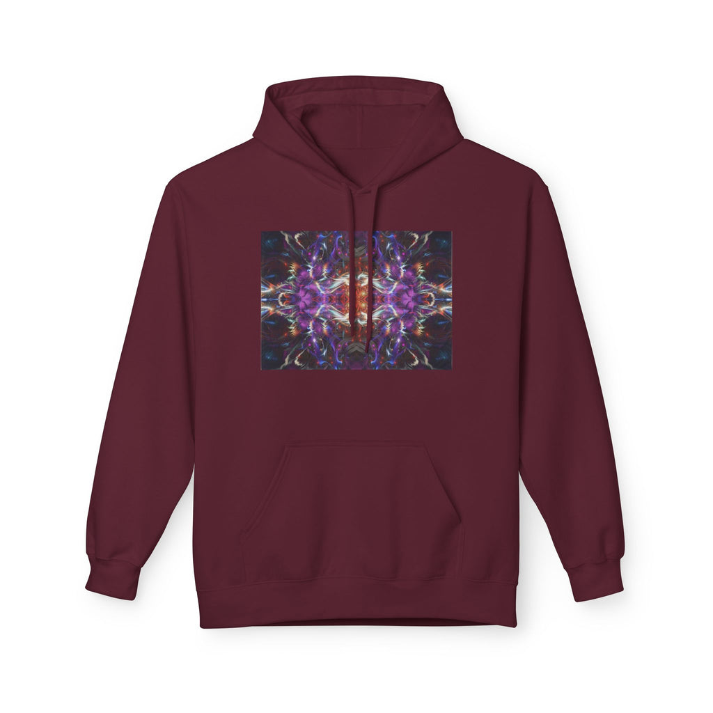 Kaleidoscope Neon Abstract Hoodie — Psychedelic Symmetry Graphic Sweatshirt