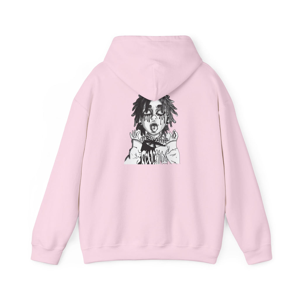 Horror Manga Hoodie — Black & White Creepy Portrait Pullover