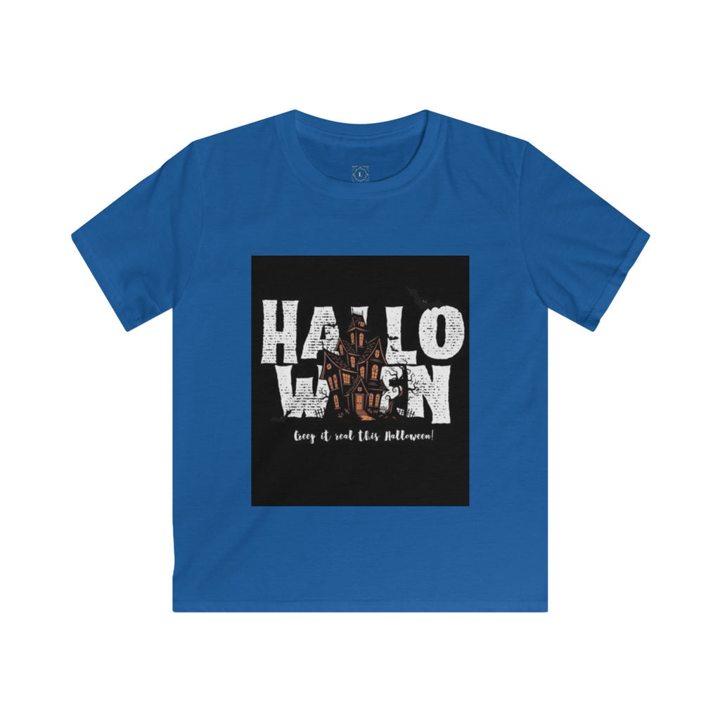 Halloween Haunted House Kids Tee — "Happy Halloween" Graphic T‑Shirt for Kids