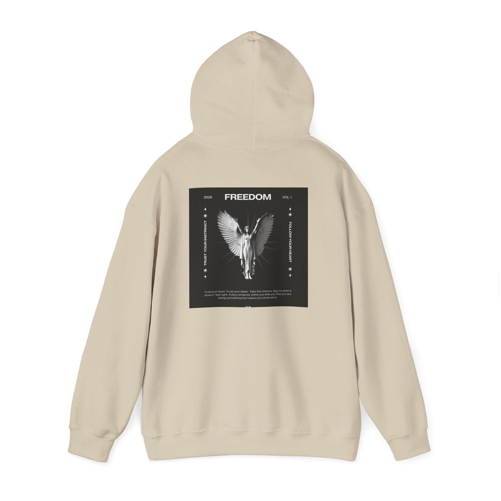 Freedom Angel Hoodie — Gothic Black & White Angel Wings Sweatshirt