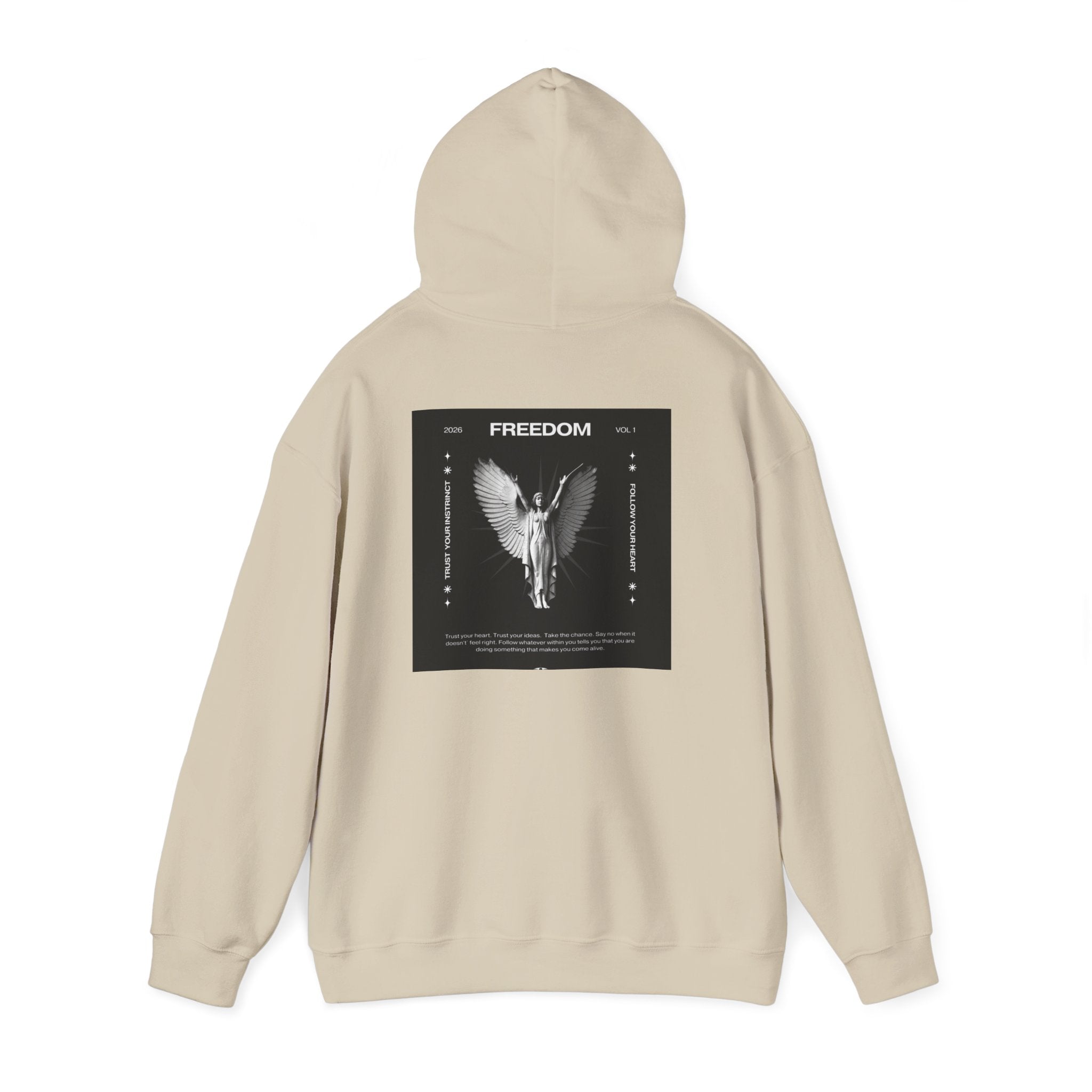 Freedom Angel Hoodie — Gothic Black & White Angel Wings Sweatshirt