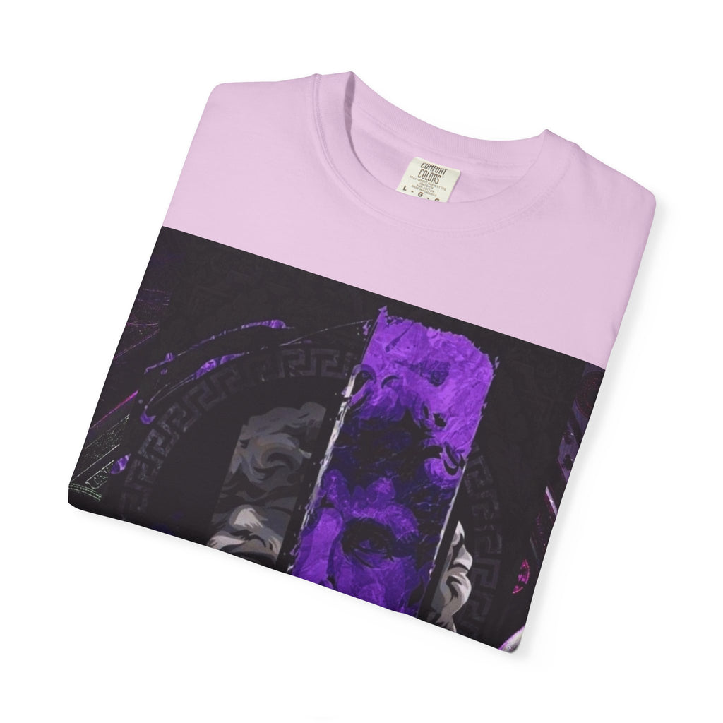 Dramatic Split-Face Graphic T-Shirt — Purple Noir Portrait Tee