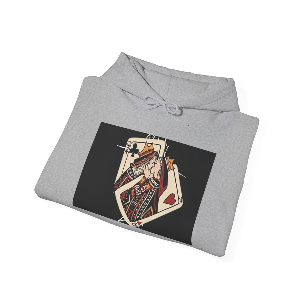 Queen of Hearts Playing Card Hoodie — Vintage Tattoo Style Card Art